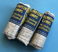 THREE c1940s WW2 AIR MINISTRY CROMPTON LAMPS 5L/269 24V 12W, ORIGINAL PACKAGING 
