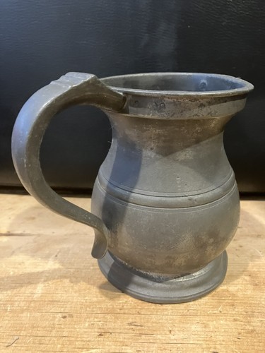 Vintage pewter tankard pint - tankard,