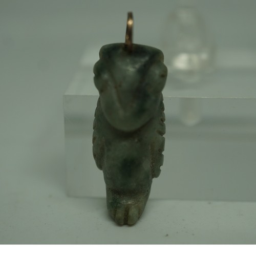 Carved green jade owl pendant - carved,