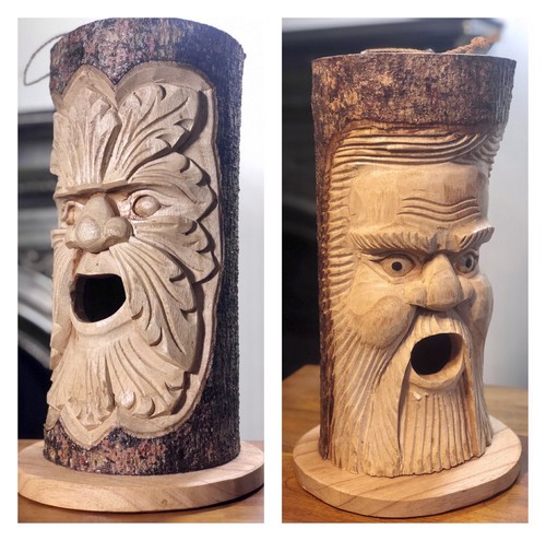 Wooden carved bird - carved,