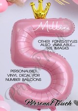 Personalised DECAL for Foil number balloon sticker Name Boys Girls Birthday