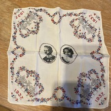 Vintage Coronation Handkerchief Hanky 1930s King George VI Souvenir c1937 1N