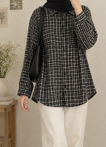 Womens checked blouse collar - blouse,
