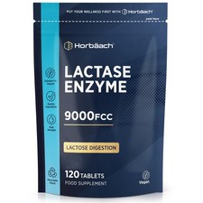 Lactase Enzyme Tablets 9000 FCC | 120 Count | High Strength | By Horbaach