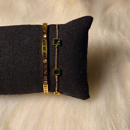 Gold tone roman numeral - gold, bangle