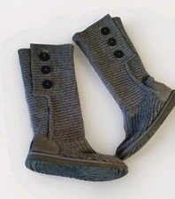 UGG BOOTS Women’s Ladies Grey Knitted Long Boots UK 7.5  S/N 5819 Winter Boots