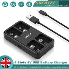 4 Slots 9V USB Battery Charger