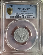 Poland 5 Mark, Ghetto 1943, PCGS MS63