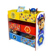 Paw Patrol Toy Storage Organiser Kids Wooden Cabinet Unit with 6 Fabric Boxes
