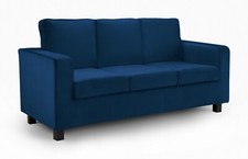 Blue Velvet Sofas - CLEARANCE Compact Matthew range 3 Seaters, easy delivery!