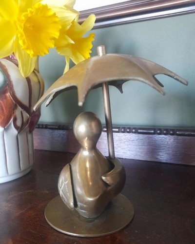 Brass duck with umbrella - brass, an