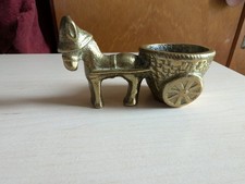 Vintage Brass Donkey and Cart