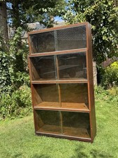 Antique Sectional Barristers Bookcase Shelves Vintage Glass Sliding  Doors