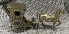 Vintage Brass Horse and Cart / Carriage Pony and Trap Ornament