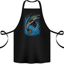 Jumping Pike Fish Fishing Fisherman Cotton Apron 100% Organic