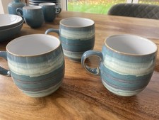 Denby azure blue Mugs X 3