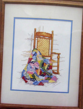 PORCH ROCKING CHAIR PATCHWORK QUILT CROSS STITCH KIT