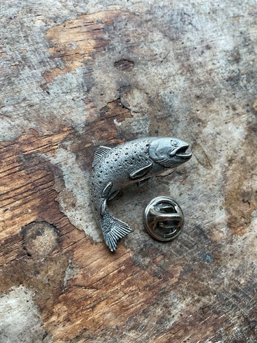 Brown pewter trout fish - pewter,