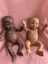 The Doll Factory Europe REALISTIC 2 X Newborn Ethnic Baby Dolls 15" Few Marks