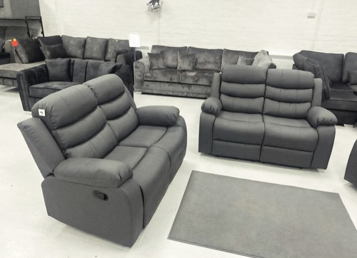 Roma grey leather recliner - grey, |