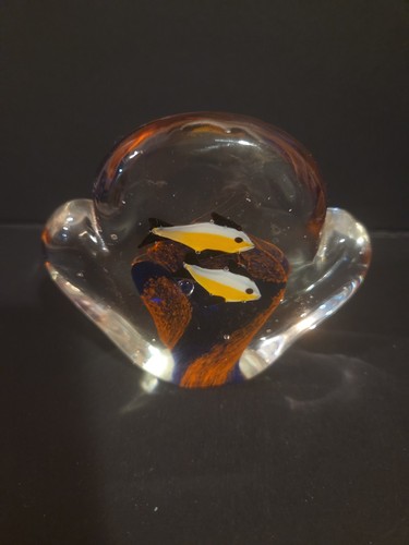 Glass paperweight fish - paperweight,