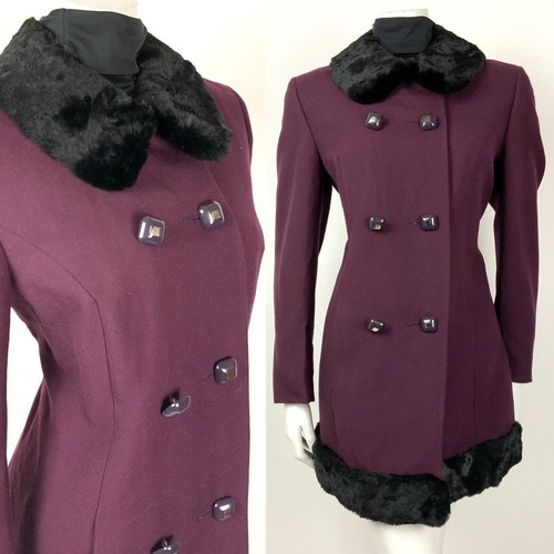 Vtg 60s 70s plum purple - purple, black