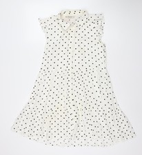 Sandra Darren Women's White Polka Dot Shirt Dress
