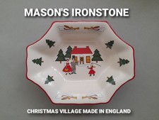 VINTAGE MASON'S IRONSTONE CHRISTMAS VILLAGE DISH MADE IN ENGLAND