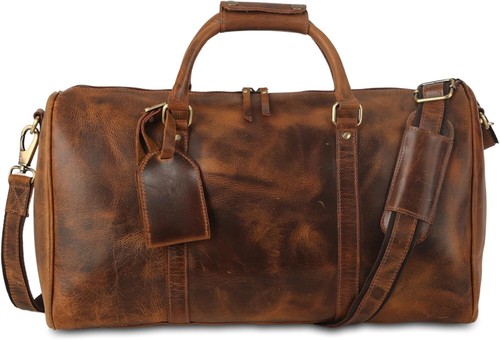 Leather travel duffel bag - leather,