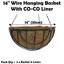 14" Wire Hanging Basket + Coco