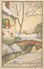 Vintage Dutch Postcard Winter