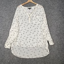 Primark Womens Tops X 2 Size 20 White Bird Print Long Sleeve/ white chiffon dot
