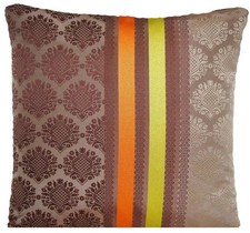 Silk Cushion cover Brown Orange Woven Stripes Perrault by Designers Guild 16”