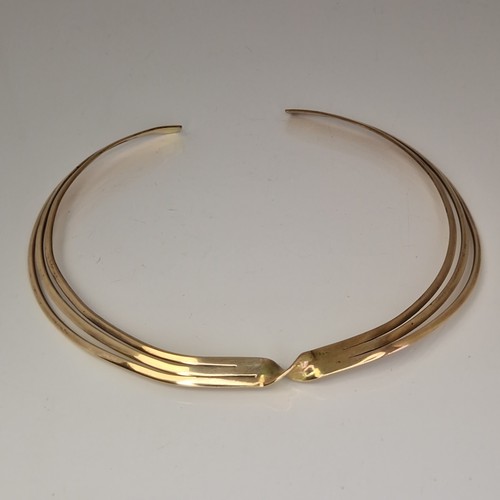 Brass torque collar necklace - brass,