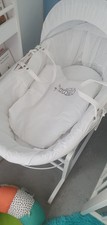 Elegant Baby Wicker Moses Basket with Deluxe Rocking Stand - White