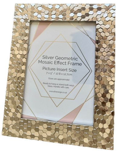 Silver photo frame geometric - silver,