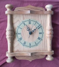 rustic wooden wall clock-great condition-new movement-keeps good time.