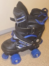 Geezy Kids Adjustable 4 Wheel Blue roller boots quad Skates  size 11 to 1 NEW