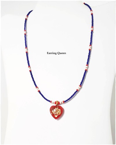 Red white blue beaded - red,