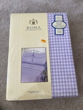NEW VINTAGE PURE BRUSHED COTTON FLANNELETTE BED SET - SINGLE - purple check 