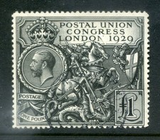 1929 GEORGE 5th GREAT BRITAIN P.U.C. £1 BLACK VERY FINE USED vgc FREEPOST UK