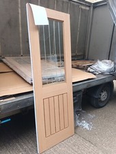 LPD Mexicano Internal Oak Pre Finished Clear Glazed Silkscreen Doors. 27x78.