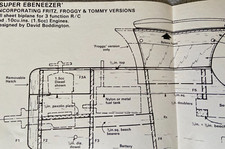 VINTAGE SUPER EBENEEZER WW1 STYLE BIPLANE,3 FUNCTION R/C,1.5CC ENGINE PLAN