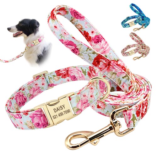Floral dog personalised collar - floral,