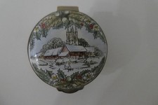 National Trust Christmas 1982 Crummles Enamels-5cm-Vintage Trinket/Pill Box
