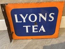 Lyons Tea Vintage Double-Sided Enamel Advertising Sign Original 