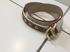 LOUIS VUITTON CEINTURE CLASSIC BUCKLE BELT Leather  White/ Brown 80/32