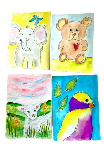 Aceo original elephant bird - aceo,