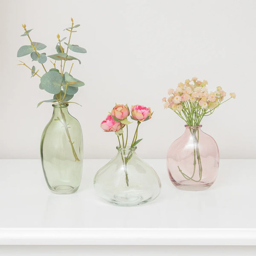 Set green pink glass - set, 3