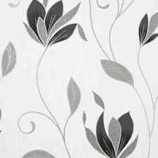 Crown Synergy Floral Black Silver Leaf Textured Glitter Wallpaper M1719